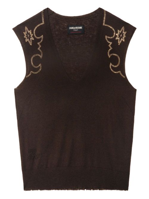 Embellished sleeveless top - Brown