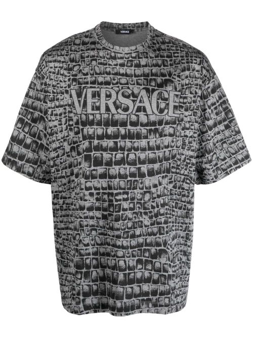 Coccodrillo-print cotton T-shirt - Grey