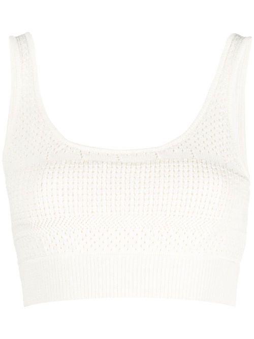 Crochet-knit cropped top - White