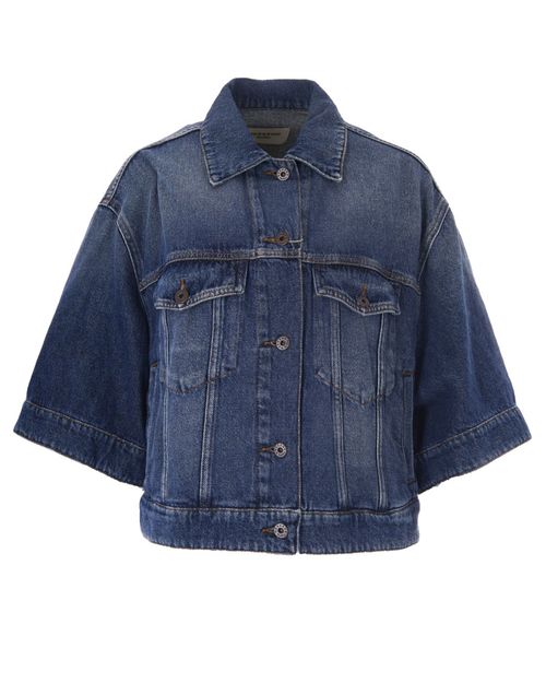 Blue Solid Shirt Collar Jacket