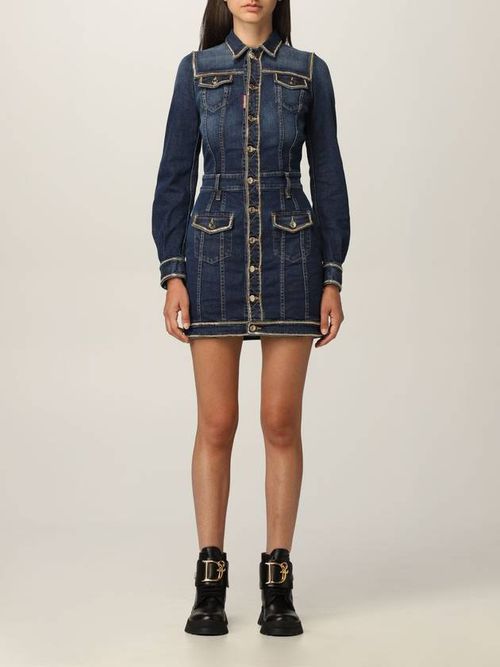 Fitted denim shirt dress - Blue