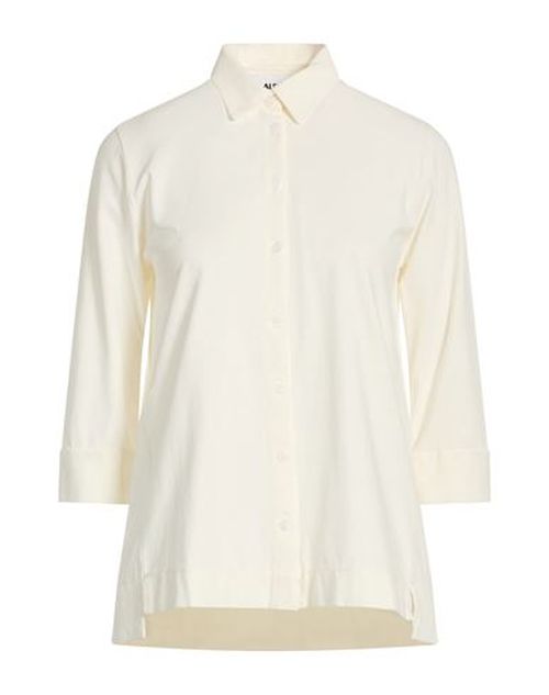 Woman Shirt Cream Size 2 Cotton, Elastane
