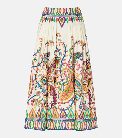 Cotton voile jacquard midi skirt