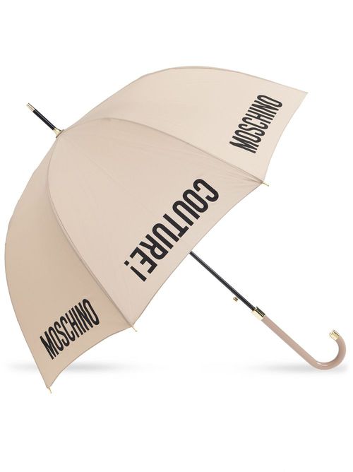 Logo-print crook-handle umbrella - Neutrals