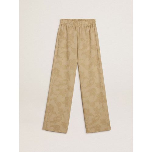 Golden Goose - Women's Pajama Pants In Beige Jacquard With Floral Pattern, Woman