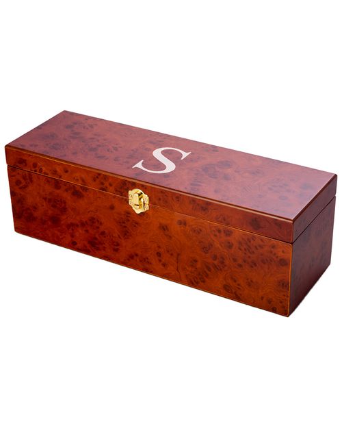 Monogrammed Wine Bottle Rosewood Gift Box, (A-Z)
