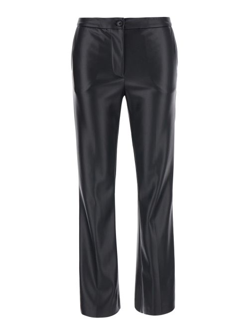 High-Waist Ecoleather Trousers — Black