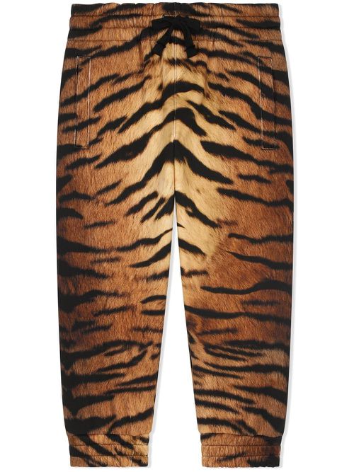 Tiger-print jogging pants - Brown