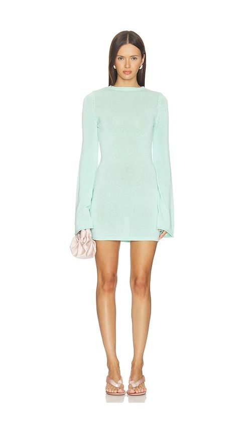 SEROYA Bec Knit Mini Dress in Mint. M. Also in