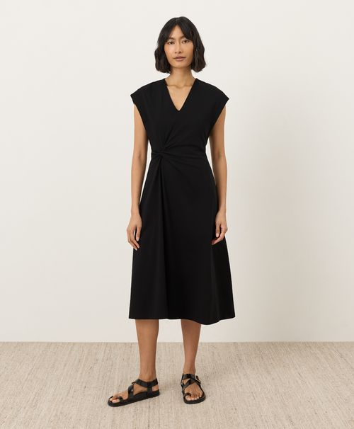 Women's Black Fit & Flare V-Neck Twist Dre