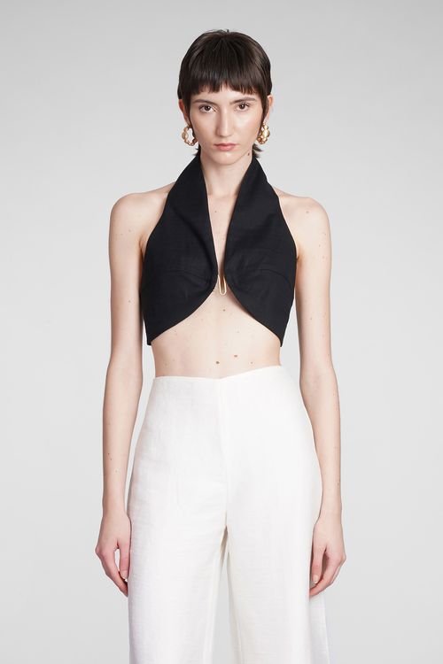 Diem Top Topwear In Black Linen