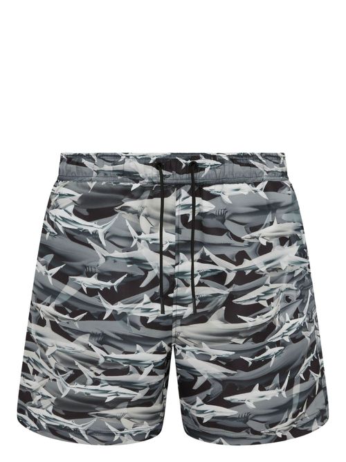 Shark print swim shorts - Grey