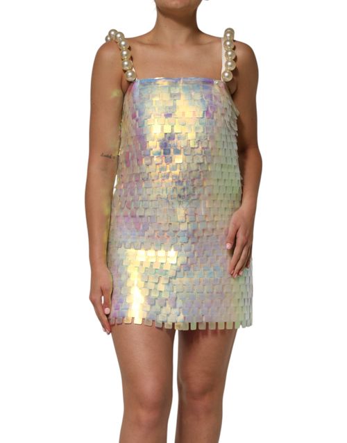 Sequin Holographic Mini Dress — Multicolor