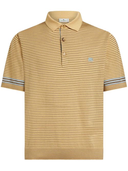 Striped knitted polo shirt - Yellow