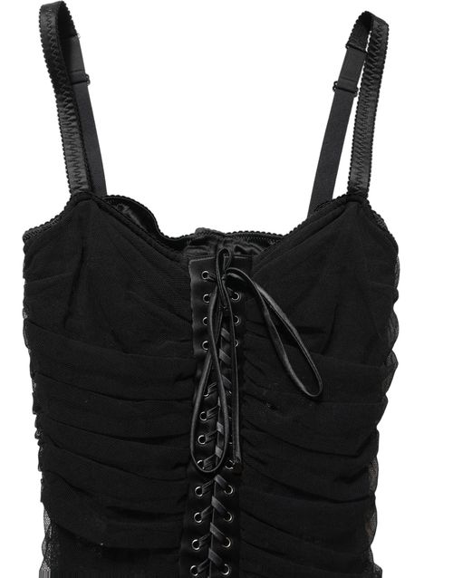 Corset-Style Lace-Up Dress — Black