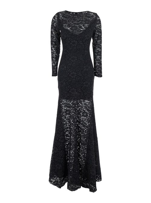 Lace-Embroidered Maxi Dress — Black