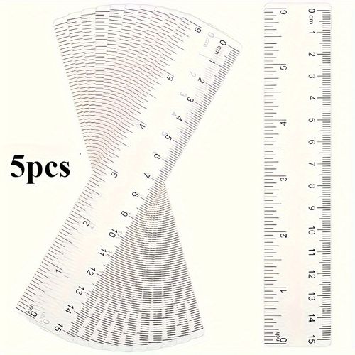 TEMU 5pcs, Transparent Plastic Rulers, 15. With Inch And Metric Scales, Suitable For Classroom, Drafting, And Office Use