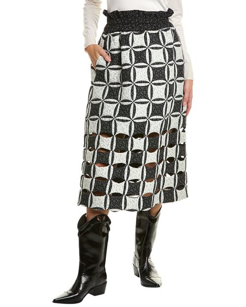 Catalina Calico Cutout Midi Skirt
