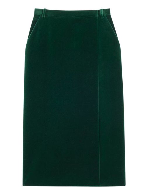 Cotton Velvet Crisscross Midi Skirt