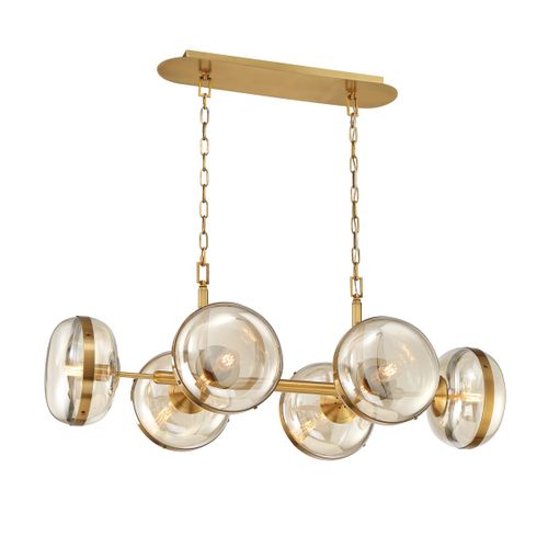 Ancient Brass Six Light Chandelier from the Nottingham Collection