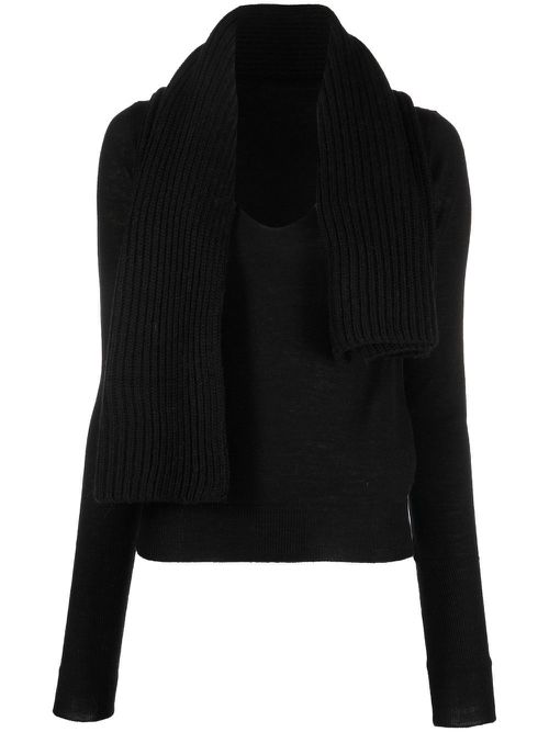 Scarf-collar detail jumper - Black