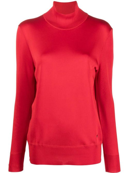 Silk roll-neck jumper - Red