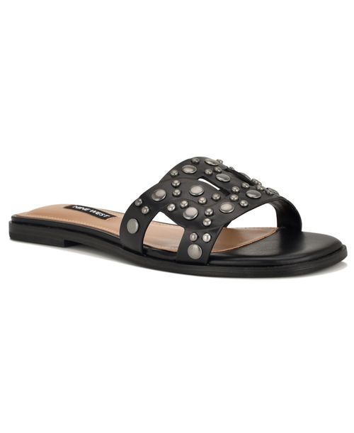 Women's Gomaz Embellished Flat Slip-On Sandals - Black
