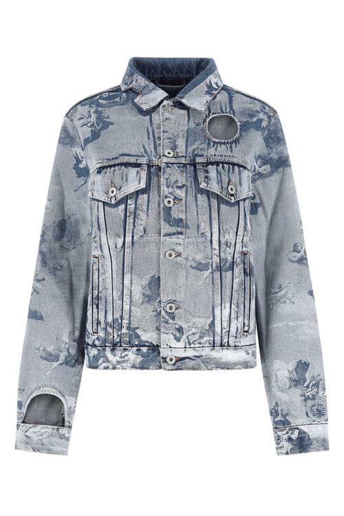 Printed Denim Jacket — Blue