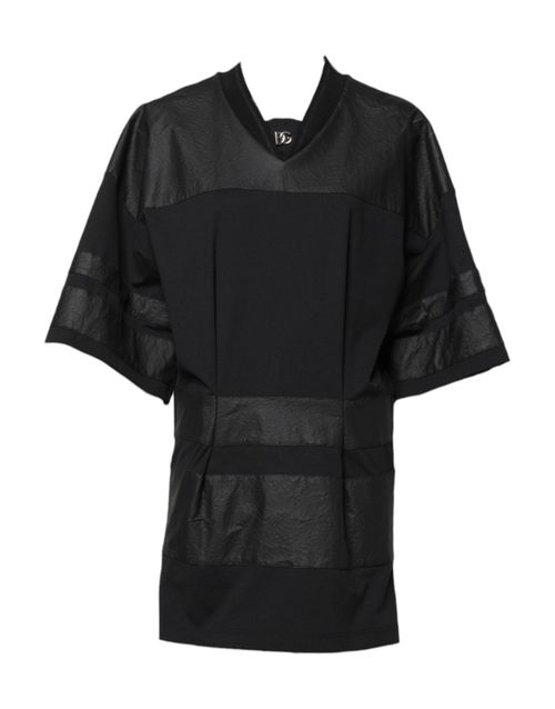 Cotton-Blend V-Neck T-Shirt — Black