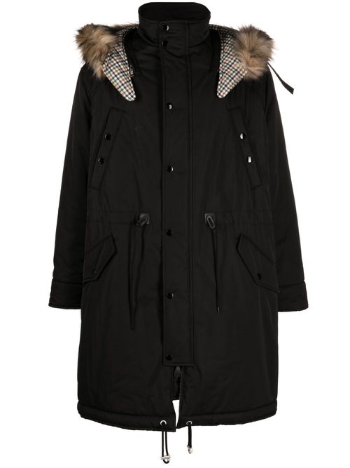Kenzo faux-fur-detailed hooded coat - ブラック