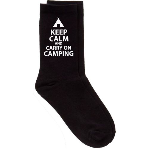Keep Calm and Carry On Camping Black Calf Socks