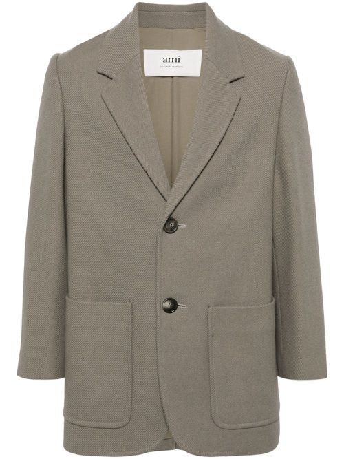 Single-breasted virgin-wool blend blazer - Grey