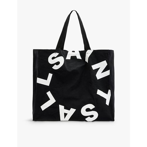 Mens Black/white Tierra Logo-print Large Organic-cotton Tote Bag 