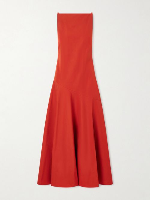 Ren Cotton-poplin Midi Dress - Red