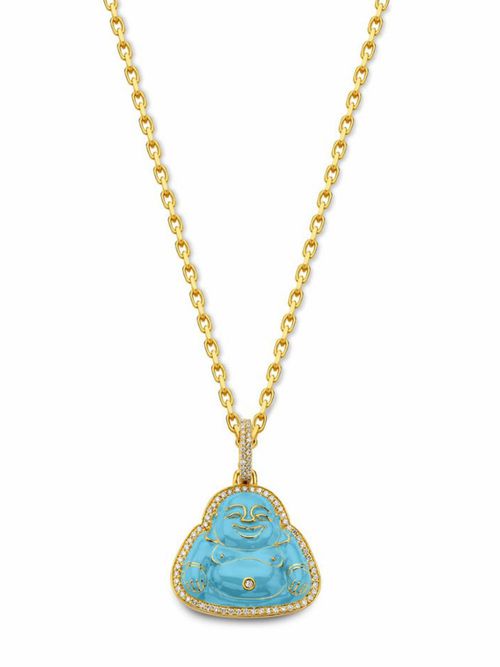 20kt yellow gold Buddha diamond pendant charm