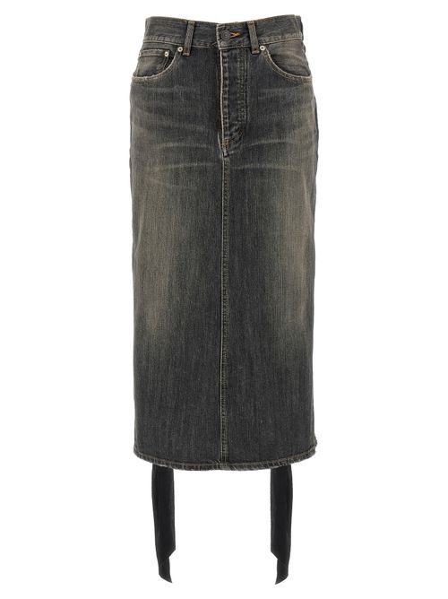 Lace Up Denim Skirt