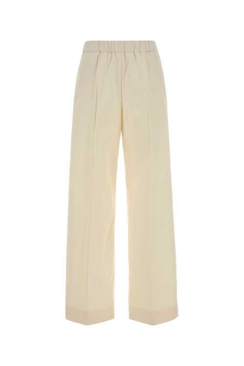 Wide-Leg Cotton Trousers — White