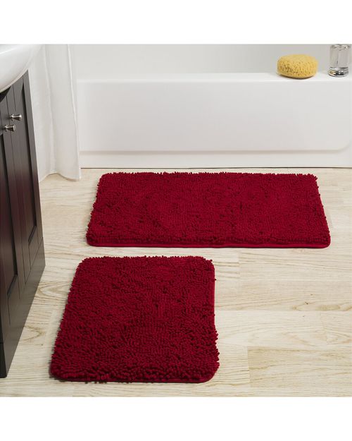 2Pc Memory Foam Shag Bath Mat
