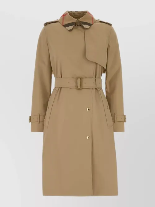 Burberry - cotton trench coat belted long storm flap