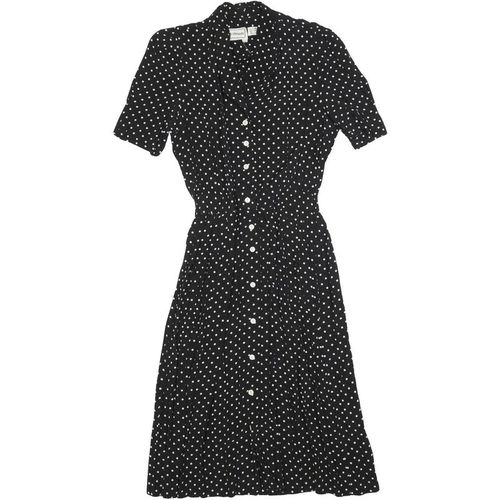 KARIN STEVENS Womens Black & White Polka Dot Day Dress Polyester Blend Short
