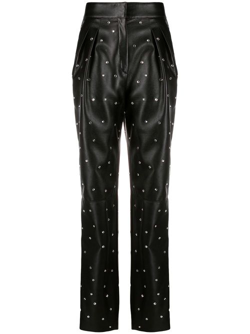 Embellished leather look trousers - Black