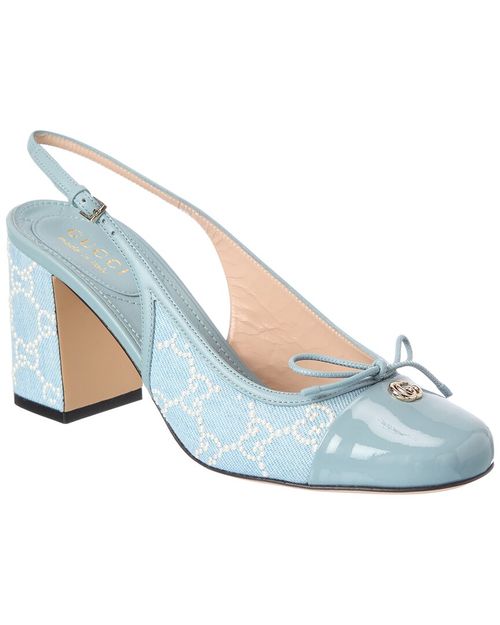 Gg Denim & Patent 76 Slingback Pump