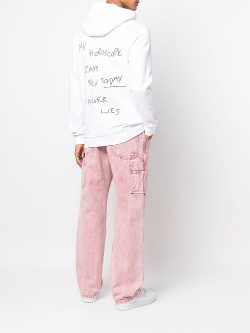 Encrè. embroidered slogan hoodie - White