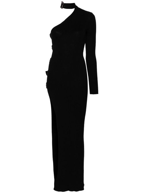 Cut-out ribbed-knit maxi dress - Black