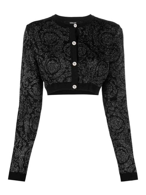 Barocco Texture Knit Cropped Cardigan