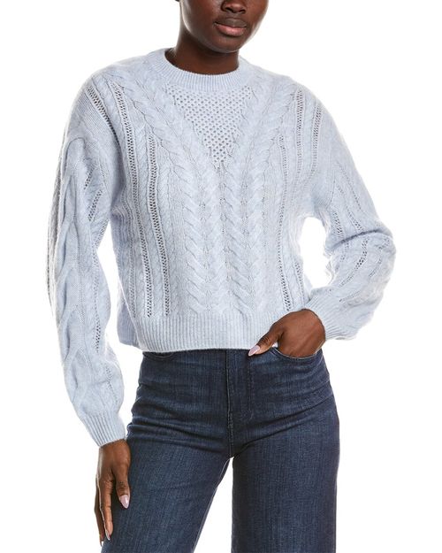Airy Cable Crewneck Cashmere Sweater