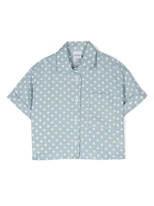 Polka dot-print cropped shirt - Green