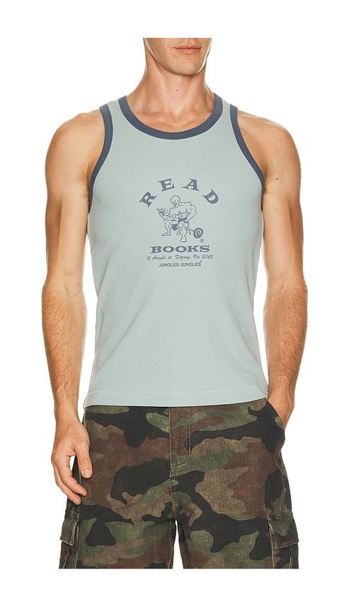 Jungles Read More Books Tank Top in Blue. S. Also in