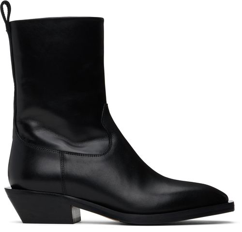 Aeyde Black Luis Leather Cowboy Ankle Boots