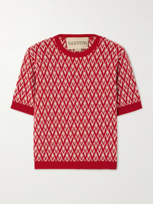 Jacquard-knit Wool Sweater - Red